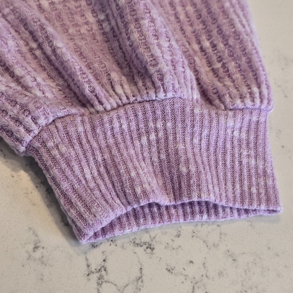 Democracy Lavender Purple Waffle Knit Pullover Sweater Top Drawstring  Womens XL - Picture 6 of 16